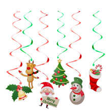1 Set Christmas Spiral Ceiling Hanging Santa Claus Elk Bell Swirl Banner Christmas Party Home Living Room Decoration