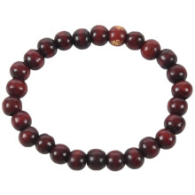 Buddhist Brown Wood Round Beads Elastic String Wrist Bracelet for Unisex