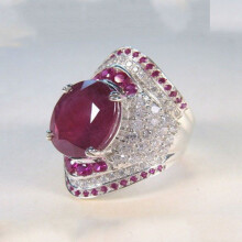 (9) High Quality Chic Natural Ruby Gemstone Silver Plated Wedding Ring Engagement