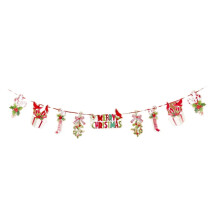 (GiftSocks) Pulling Flag Christmas Ornament Cartoon Santa Claus Party Decor Hanging Banner