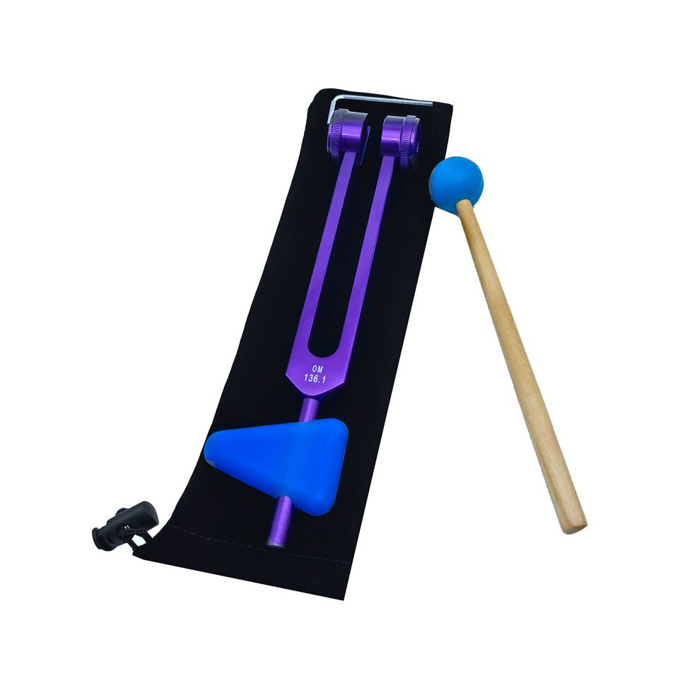 136.1 OM136.1 Aluminum Alloy Tuning Fork with Hammers for Healing Chakra, Sound Therapy, Reliever Stress,