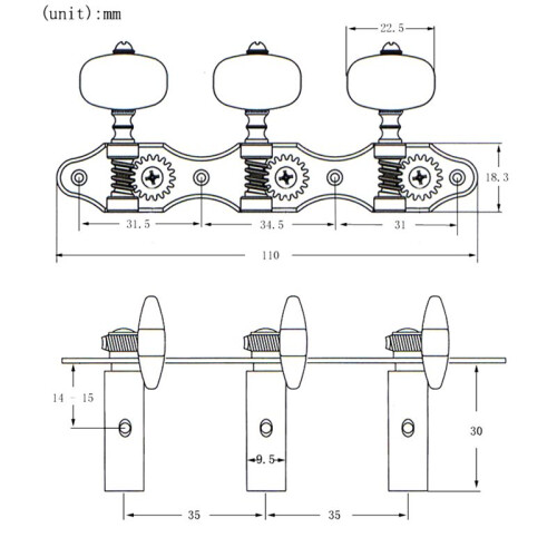 Classical Guitar Tuning Peg Acoustic Guitar Tuners 1:18 Tuning Key 3 Left 3 Right Guitars Knobs Replacement 2