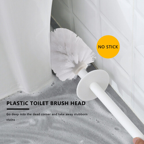 Replacement Spare Bathroom Accessory Plain Plastic Toilet Cleaning Brushes  Holders White (2x White Heads) 2