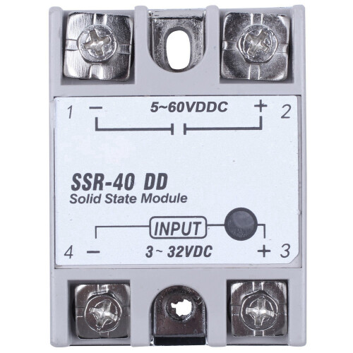 Single Phase Solid State Relay - SSR-40DD 40A DC3-32V DC5-60V White+Silver