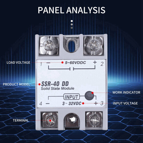 Single Phase Solid State Relay - SSR-40DD 40A DC3-32V DC5-60V White+Silver 1