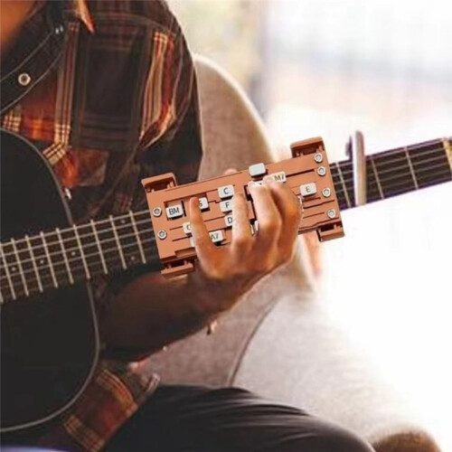 Guitar Learning Aid Tool Guitar Chord Trainer Guitar Practice Aid Teaching Learning System for Guitar Beginner Brown 2