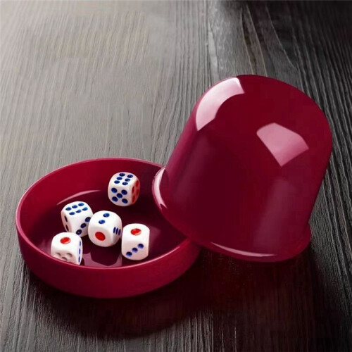 Plastic Poker Dice Cup Set with 5 Dices Shaking Cup Drinking Board Game Dice Box -Color 1
