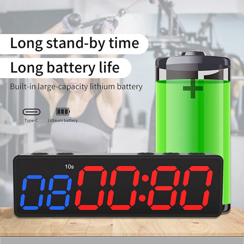 Workout Clock with Battery, Portable  Gym Timer with Built-in Magnet for Home Gym, Programmable Countdown/ Timer 2