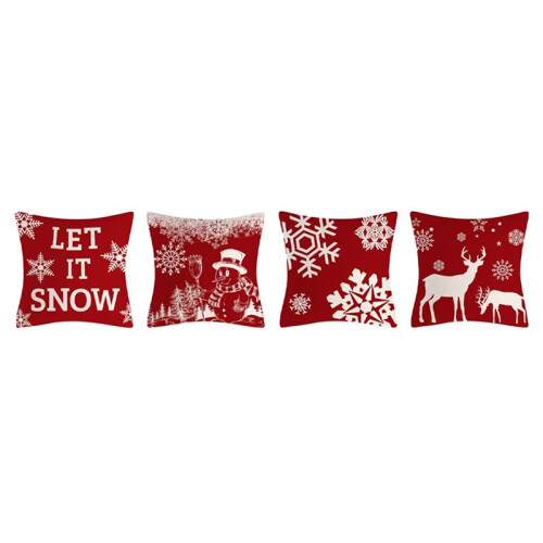 Conjunto de 4 Capas de Almofadas de Natal para Áreas Externas de 18x18 Polegadas, Fronhas Impermeáveis, Decoração de Almofadas de Ano Novo 2