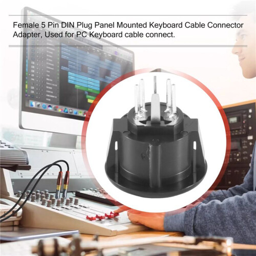 Female 5 Pin DIN Plug Panel Mounted Keyboard Cable Connector Adapter 1