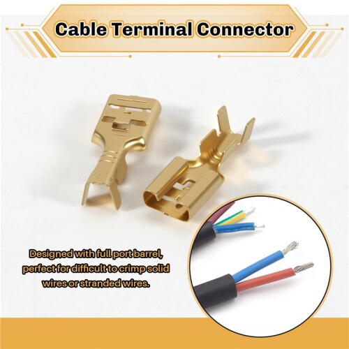 Brass 6.3 mm Connectors Female Spade Cable Terminals, 20 Piece 2