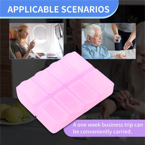 Plastic Rectangle 8 Compartments 7 Days Medicine Pill Box 2