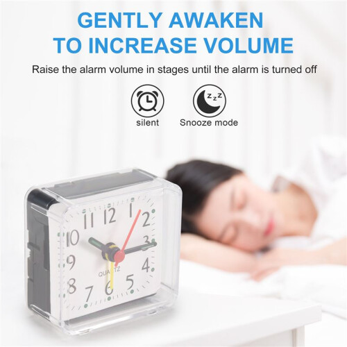 1PCS Portable Cute  Cartoon Multi-function Table Clocks（white） 2