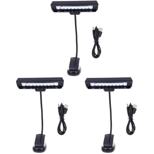 3Pièces Lampe Clip Noire LED Flexible Pour Lecture Et Maison 2