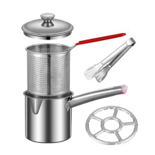 1.8L Deep Fryer Pot, Small Fryer Pot, Multipurpose Stainless Steel Baskets, Deep Fryer, Cooking Pot for Home