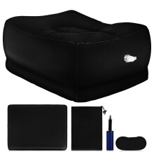 Coussin Repose-Pieds Gonflable Noir En PVC Pour Avion