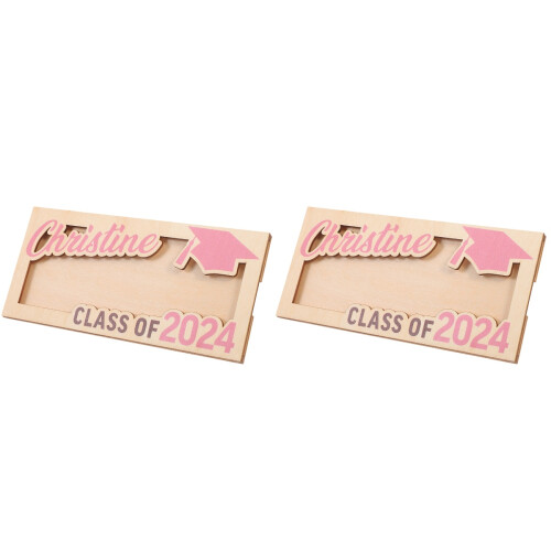 2Pièces -Monnaie Bois Rose Pour Graduation Décoratif Compact 1