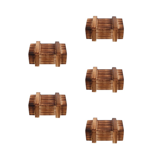 5Pcs Violet Wooden Puzzle Box Collection Mind Teaser Challenge 1