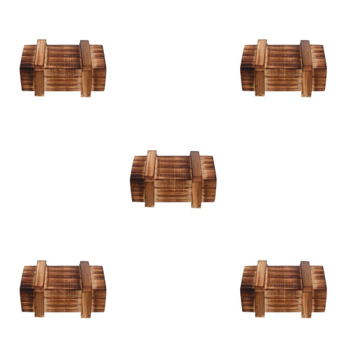 5Pcs Violet Wooden Puzzle Box Collection Mind Teaser Challenge 2