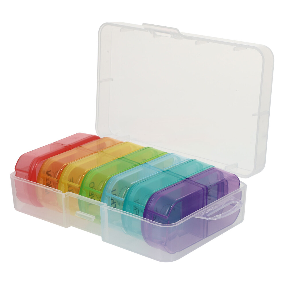 Happyyami 8Pcs Practical Medicine Storage Case 14 Compartments Portable Holder