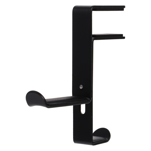2Pcs Metal Headphone Rack Adjustable Under Desk Holder Black 1