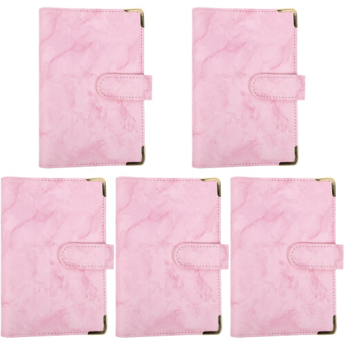 5Pcs Pink PU Budget Binder A6 Notebook Cover for School Use 2
