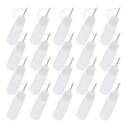 40Pcs Portable Needle Tip Glue Applicator Bottles White for Storage 1
