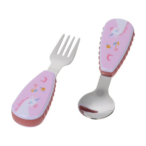 3Sets Fork Spoon Set Pink Short Handle 1