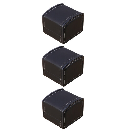 9Pcs Portable Black PU Watch Display Box Anti-Scratch Storage