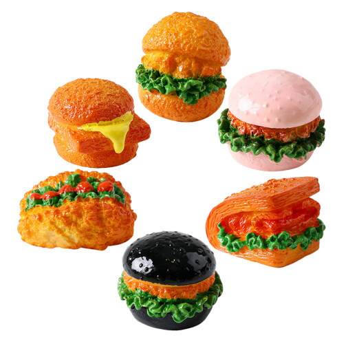 30Pcs Tiny Hamburger Resin Figurines for Dollhouse Decor Teaching Use 2