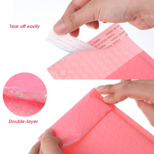 2Pcs Pink Mailing Bubble Envelopes Waterproof Padded Bubble Mailers 2