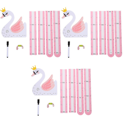 3Sets Eco-Friendly Kids Height Chart Sticker Pink for Bedroom Decor 2