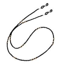 4Pcs Vintage Black Glasses Chain Wooden Bead Retro Eyewear Accessories