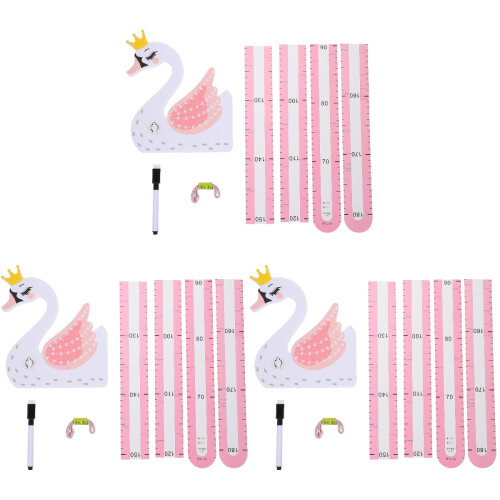 3Sets Eco-Friendly Kids Height Chart Sticker Pink for Bedroom Decor 1
