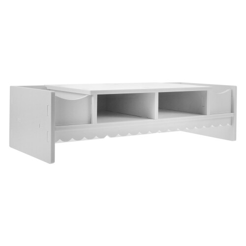 2Pcs White TV Screen Shelf Organizer for Office and Home Storage