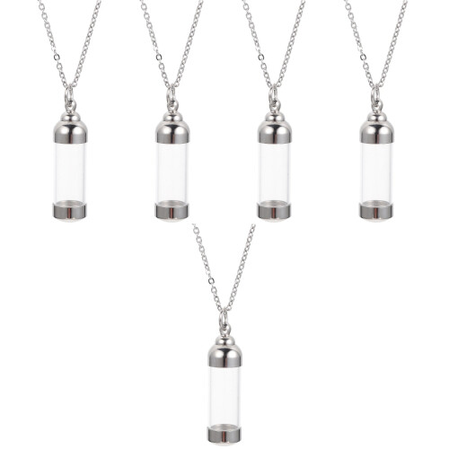 5Pcs Multi-Use Pet Ash Pendant Necklace Silver Stainless Ashes Storage 2