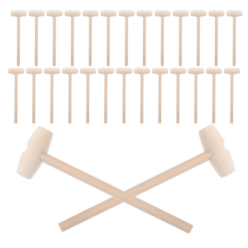 60Pièces Mini Maillet Bois Clair Pour Enfants Casse- Sécurisé 2