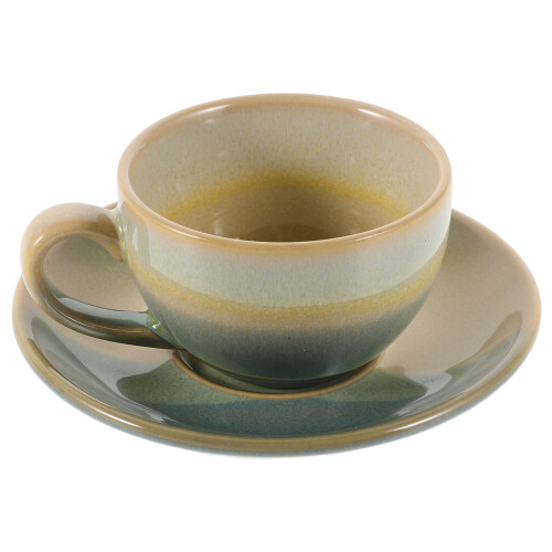 2Sets Elegant Ceramic Teacup and Saucer Vintage Style Multicolor Set 1