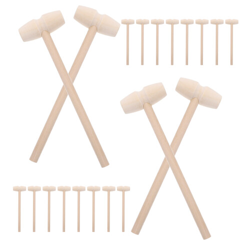 60Pièces Mini Maillet Bois Clair Pour Enfants Casse- Sécurisé 1