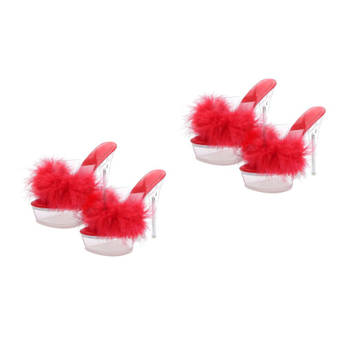 2Paires Sandales Chic À Talons PVC Plume Pour Mode 2