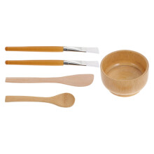 4Sets Wooden Facial Mask Mixing Bowl Set Multi Color DIY Beauty Tools