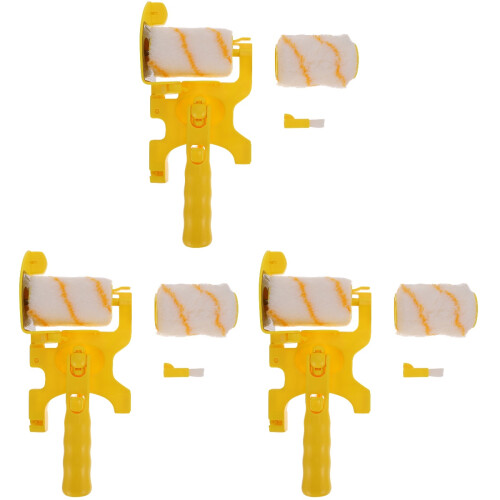 3Sets Wall Paint Roller Brush Yellow Lightweight Roller for Home Use 2
