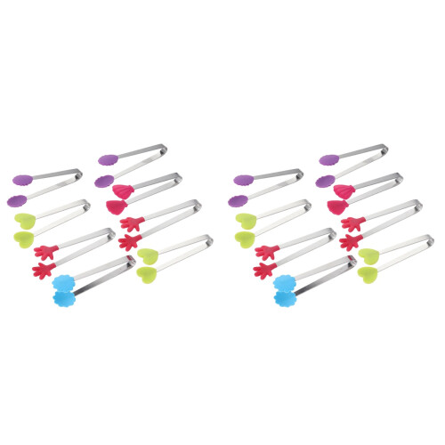 16Pièces Pinces Polyvalentes Silicone Acier Pour Apéritifs 1