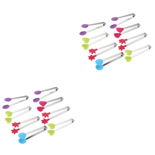 16Pièces Pinces Polyvalentes Silicone Acier Pour Apéritifs 2