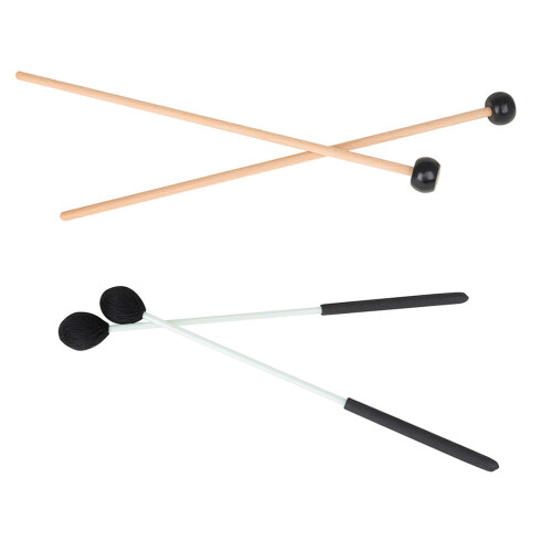 4St Marimba Percussie Sticks Zwart Wol Rubber ABS Hout Voor