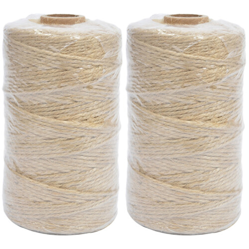 2St Beige Jute Twine Touw Voor Binding En 1
