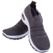 1Paar Wandelschoenen Grijs Elastische Brei PU Airkussen Low Cut