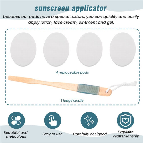 Lotion Applicator for Back, Feet, 4 Replaceable Pads, 1 Long Handle, Back Lotion Applicator for Seniors, Women 2