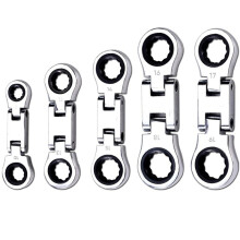 5-Piece Flex- Stubby Ratcheting Combination Wrench Set, Wrench Set, Double Box End Flex-, Spanner Set