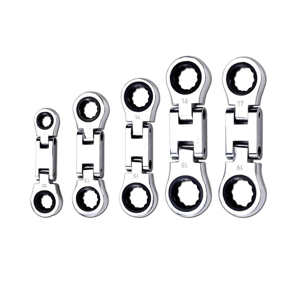 5-Piece Flex- Stubby Ratcheting Combination Wrench Set, Wrench Set, Double Box End Flex-, Spanner Set 6031951780288